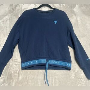Under Armour Project Rock Loose Fit Sweatshirt Women’s Small Navy Blue